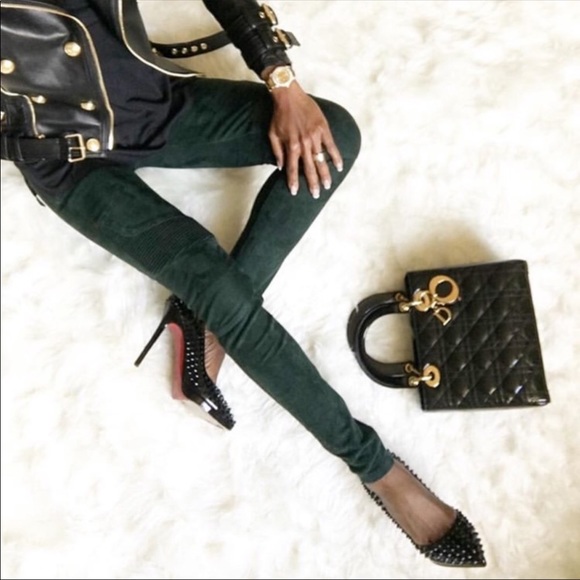 Balmain Green Suede Pants - Picture 2 of 8